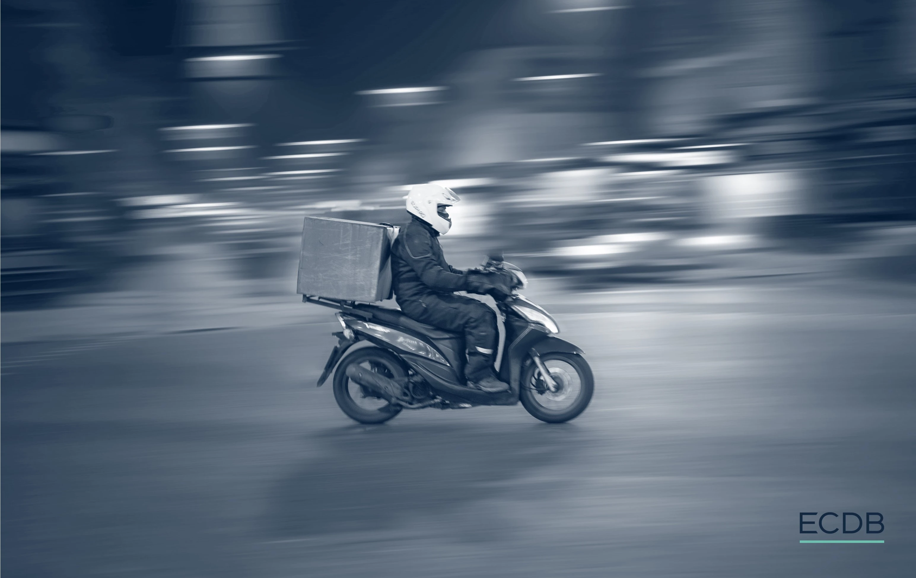 rider with parcel on a delivery bike